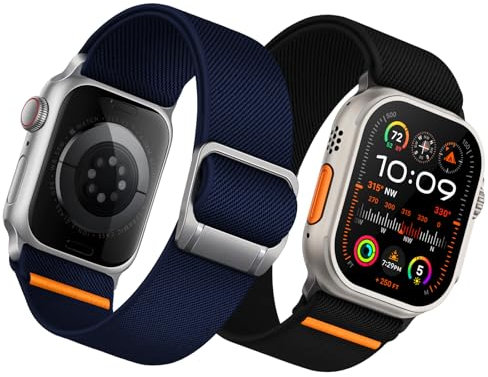 Joehwerr 2 Pack Sport Band Compatible with Apple Watch Ultra 3 Strap 49mm 46mm 45mm 44mm 42mm(series 3 2 1) for Men, Wide Stretchy Nylon Bands for iWatch Ultra3/2/1,Series 11 10 9 8 7 6 5 4 SE