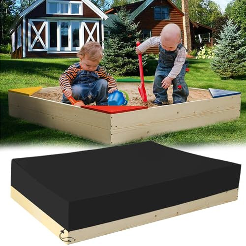 120 x 120 x 20 cm Sandkasten Abdeckung Wasserdicht 420D Oxford-Stoff Abdeckung Sandkasten Staubdicht Abdeckplane Sandkasten Sandkastenabdeckung mit Kordelzug für Sandkasten Garten Schwarz
