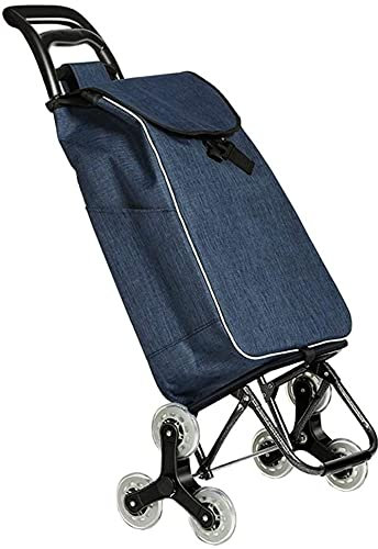 TETEOLALA Einkaufswagen, zusammenklappbarer Einkaufstrolley, Treppensteig-Einkaufswagen mit 6 Rädern, Einkaufswagen für wasserdichte, abnehmbare Markt-Aufbewahrungstasche