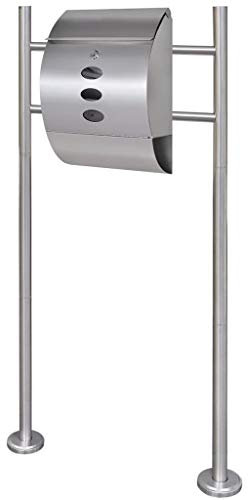 qohoio Mailbox on Stand Stainless Steel,Parcel Delivery Box Lockable Letter Weatherproof Post Box Stylish Letterbox for Keep Your Mail Safe