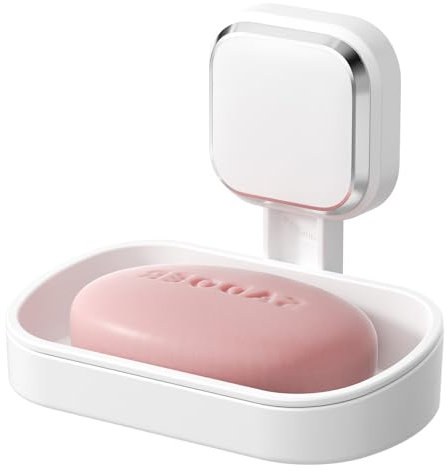 TAILI Portasapone per Doccia, Supporto per Sapone da Bar con Ventosa Montata a Parete, Salvasapone Adatto a Vassoio per Bagno, Vasca, Lavello da Cucina, Facile da Pulire, Bianco