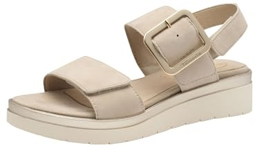 Tamaris Comfort sandali da donna bassi in pelle con fibbia, Beige (Beige Suede), 39 EU