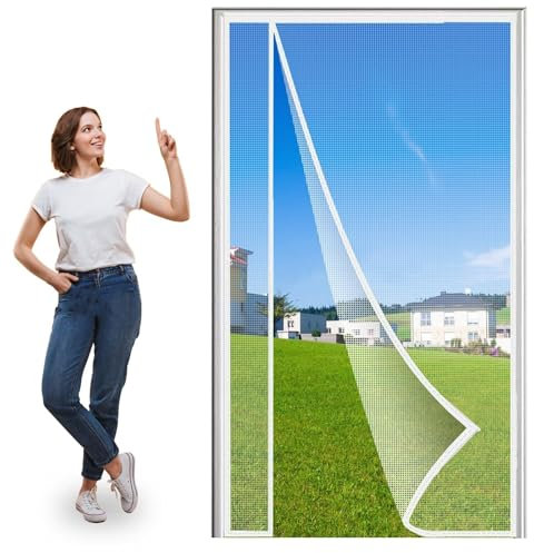 Fliegengitter Magnet Tur Insektenschutz Fliegenvorhang 145x255cm Fliegengitter Mit Rahmen Ohne Bohren Magnet Fliegengitter BalkontüR Magnet InsektenschutztüR Weiß