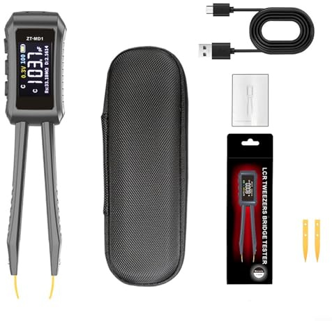Besttoolifes Mini pince à épiler numérique LCR ESR avec précision de 0,5%, multimètre numérique pour résistance, condensateur, inductance, tension, fréquence, diode