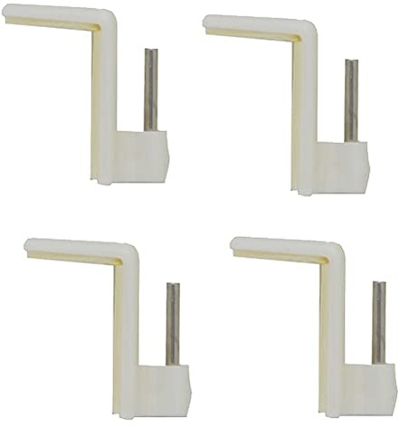 Générique 4 crochets adhésifs couleur blanc pour tringles à rideaux extensibles, à coller dessus, sur fenêtres pvc, chaque crochet supporte + 500 gr