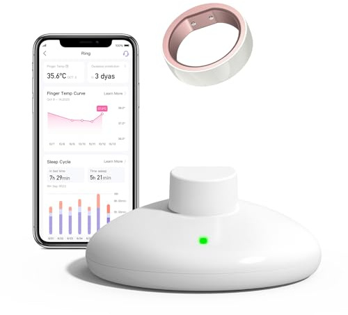 femometer Smart Ring Gen 1, Ovulation, Cycle and Sleep Tracker, Wearable Finger Temperature Monitoring Sensor with App Auto-Sync, Period and Sleep Analysis, Rechargeable and Waterproof Size7
