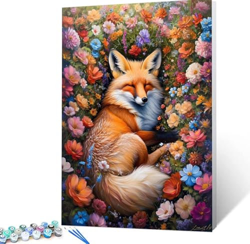 Malen Nach Zahlen Erwachsene Fuchs Komplettset Malen Nach Zahlen Blume Malen Nach Zahlen ab 9 Jahre MÃdchen Kinder, DIY Handgemalt Ölgemälde Kreativ Set Erwachsene, Knitterfreie Leinwand 50x70cm H5-21