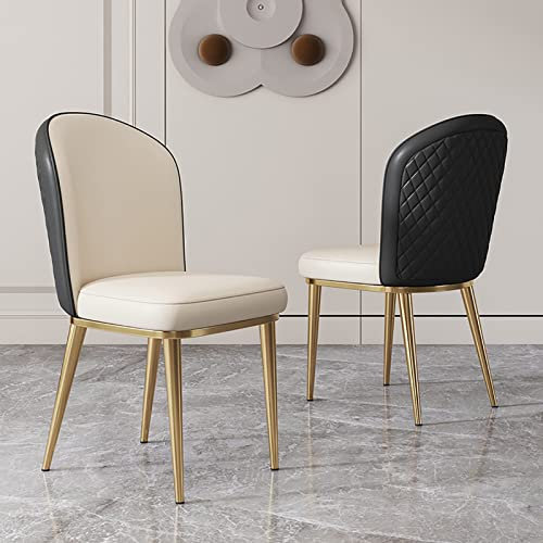 Set mit 2 modernen Esszimmerstühlen mit bequemen, gepolsterten Sitzen, PU-Leder, Design Mitte des Jahrhunderts, Metallbeine, gebogene Rückenlehne, armloser Stil für Warte- und Wohnzimmer, 47 x 47 x 87