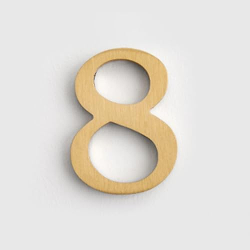 Autocollant numéros maison auto-adhésif 1,8 pouce, numéro porte en laiton moderne 4,5 cm, lettres d'adresse dorées pour boîte aux lettres, pour décoration mur extérieur d'appartement, café(8)