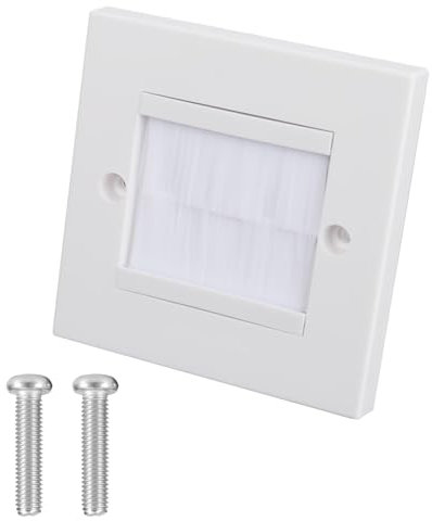 Trunking Brush Socket Single Gang White Cable Brush Wall Plate Faceplate for Wall-Mounted Face Plate Cable Pass Through Insert Wires Cables Entry Hole Cover Wall Mount Panel