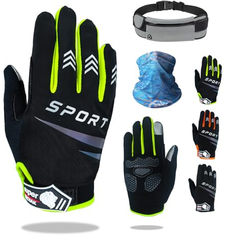 super NADIAK-Guanti da Bicicletta Leggeri,Dita Lunghe,Touchscreen,Antiscivolo,Traspiranti-Riflettenti-Uomo/Donna,per Ciclismo, Mountain Bike,Strada,Gravel,Comfort e Grip Ottimale (Verde, XL)