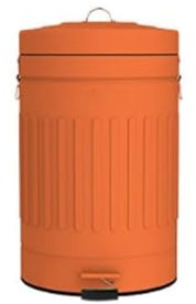 Poubelle Corbeille à papier ronde à pédale avec couvercle, corbeille à papier de cuisine en acier inoxydable, corbeille à papier for la maison, la cuisine, le bureau Poubelle Cuisine(Orange)