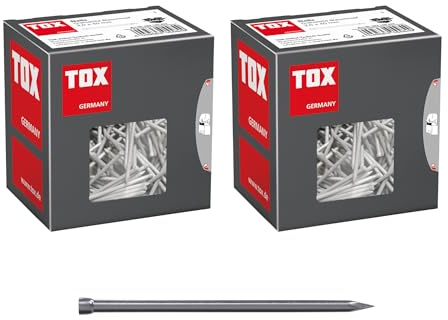 TOX Drahtstifte Nails Set, 2,0x40 mm mit Stauchkopf für beinahe unsichtbare Befestigungen in Holz, universelle Einsatzmöglichkeit im Innen- und Außenbereich, blanker Stahl, 2x 400 g im Karton