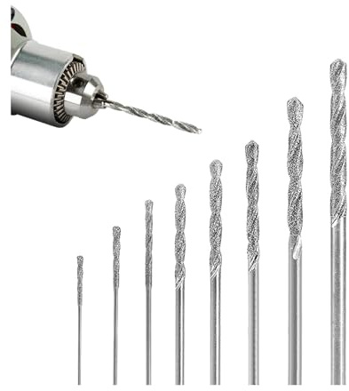 Juego de 8 Brocas Espirales con Punta de Diamante, Tamaños de 0,8 mm a 3,0 mm,para Perforar Vidrio, Metal, Conchas, Jade y Perlas, Herramientas de Alta Precisión para Diversas Aplicaciones