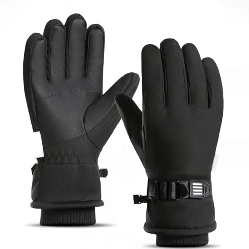Aomiun Guantes de Esquí para Hombre, Guantes de Esquí de Invierno para Mujer con Pantalla Táctil Engrosados, A Prueba de Lluvia, Cálidos Y A Prueba de Viento, Adecuados para Ciclismo(Negro)