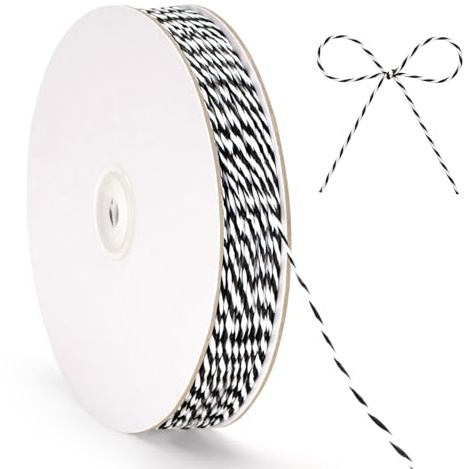G2PLUS 2mm Schwarz Weiß Papierkordel: 100M Deko Papierschnur zum Basteln | Papierband für Geschenkverpackung, Heimwerken, Bastelarbeiten, Weihnachten