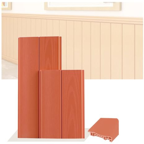 XILYZMO 5 Pièces PVC Panneaux Muraux, Simillage Bois Assemblage Moulures Murales Panneaux De Lambris, 3,5 Mm D'épaisseur Intérieur avec Taille Plinthe Panneau Décoratif(D,15pcs -15x115cm)