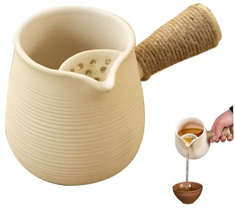 Teiera in ceramica, teiera in porcellana da 16, 9 once/500 ml con filtro ＆ manico, produttore di tè a foglie sciolte per campeggio per picnic a carbone carbone barbecue, arredamento di Nat