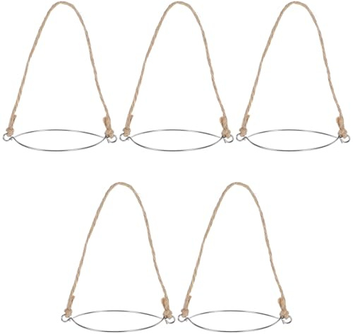 Toyvian 5 piezas Asas de Alambre para Tarros con Cuerda de Yute Asas para Tarros de Boca Ancha y Lámparas Solares Colgantes Resistentes para Decoración Rústica y Manualidades
