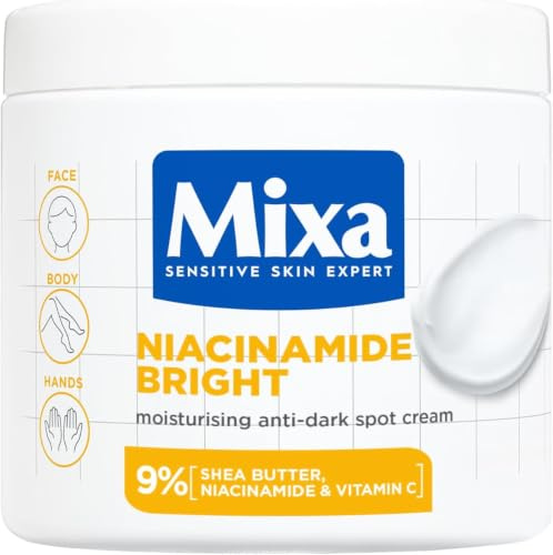 Mixa Body Cream Niacinamide Bright Moisturizing Anti-Dark Spot 400ml | With 9% Niacinamide, Shea Butter, Vitamin C, Dark Spot Corrector For Uneven Tone, Body Care Cream