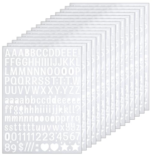 DOPENSPI 3780Stück /15Blatt 1.3cm Selbstklebende Buchstaben Zahlenaufkleber | kleine Wetterfest Alphabet Aufkleber für Schilder, Scrapbooks, Bastelarbeiten, Wasserflaschendekorationen(Weiß)