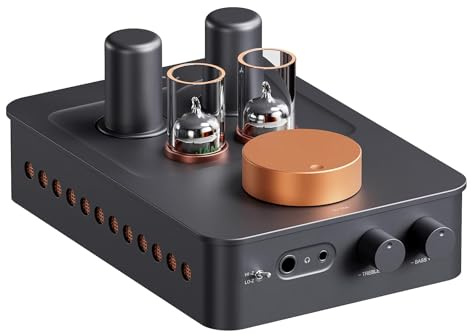 Tub hörlursförstärkare, hifi klass A förförstärkare med tonkontroll, vakuumrör, 3,5 mm och 6,35 mm uttag för hemmaljud