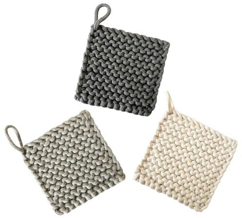 Presine in Cotone Intrecciate Quadrate 3 Pezzi, Fatte a Mano | Resistenti al Calore, Uso Doppio, Lavabili a Mano, per Matrimoni e Feste di Compleanno