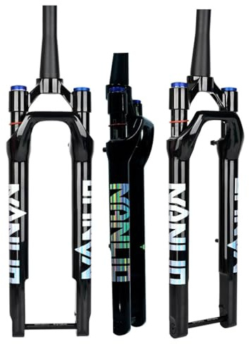 WIQUYBML Fourche Suspendue pour vélo de Route Gravel 700C, débattement de 60 mm, axe traversant Conique 1-1/2, Frein à Disque Avant Tout-Terrain, Blocage Manuel, axe traversant 100 x 12 mm (Noir)
