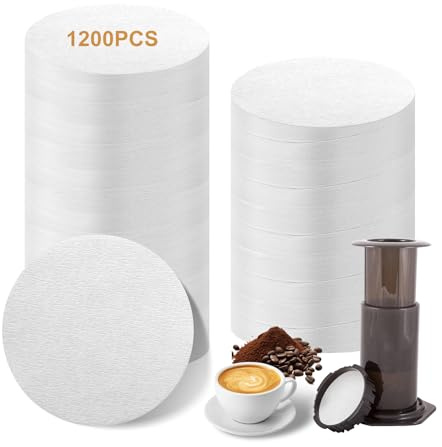 1200 PCS Coffee Filter Papers for AeroPress Original/Go/Clear & Bialetti Moka Pot, 64mm / 2.5 Disposable White Round Filter Paper, Replacement Paper Filters Microfilters Authentic Taste