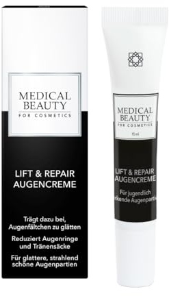 Anti-Aging Augencreme gegen Augenringe & Tränensäcke – Straffende Lift & Repair Pflege für eine sichtbar glattere & wache Augenpartie – Auch für sensible Haut – 15 ml – MEDICAL BEAUTY®