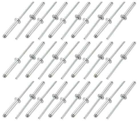 sourcing map 30Stk.Aluminum/Stahl Offenes Ende Blind Nieten 3,2mm x 19mm