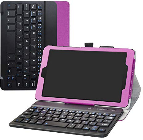 Bige - Funda de Piel sintética con Soporte para Teclado inalámbrico Romovable para Tablet T-Mobile Alcatel 3T de 8 Pulgadas (2018)