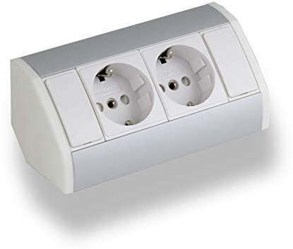 Práctico enchufe de cocina, baño, salón o muebles. Enchufe de esquina ideal para encimera de cocina como enchufe de montaje o enchufe de base, conector de 15 cm