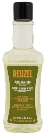 Reuzel 3-In-1 Tea Tree Shampoo, Cleanses Hair and Body, 350 ml | Vegan 3-In-1 Hair, Scalp And Body Wash With Refreshing Tea Tree Oil For Daily Cleansing.