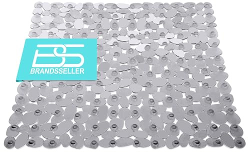 Brandsseller Duscheinlage 53x53 cm Duschmatte in Steinoptik Transparent-Schwarz