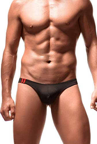 Newsywell mäns låg stigning T rygg string andningsbar bikini mjuka trosor underkläder, Svart, L