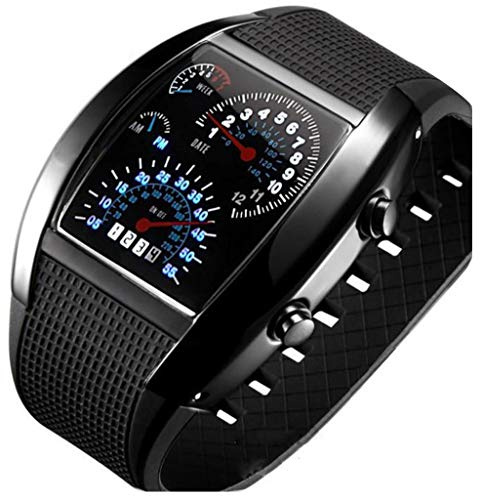 FANMIS Men's Digital Fashion Cobra LED Watches Silicone Iron Triangle Dial Sports Wrist Watch