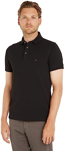 Tommy Hilfiger Maglietta Polo Maniche Corte Uomo 1985 Slim Fit, Nero (Black), XL