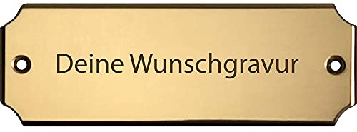 rechteckiges Messingschild mit Gravur