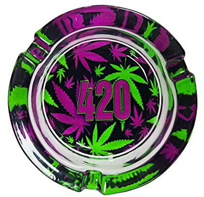 Glass Cigarette Ashtray with Colorful Pattern…