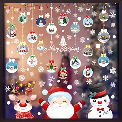 Weihnachten Fenstersticker, Weihnachtsdeko Fenster, 10 Blatt Fensterbilder Weihnachten Selbstklebend Fensterdeko, Weiß Weihnachts Fensterbilder Weihnachtsdeko Schneeflocken Fensteraufkleber