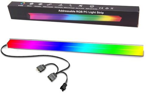 YSRSAI 30CM PC ARGB LED Streifen,38 Led Lichter 5V 3Pin Gaming Strip für PC Gehäuse, Magnetische RGB LED Strip Kompatibel mit Aura SYNC/RGB Fusion/Mystic Light Sync, Keine Blendung(1-Pack)