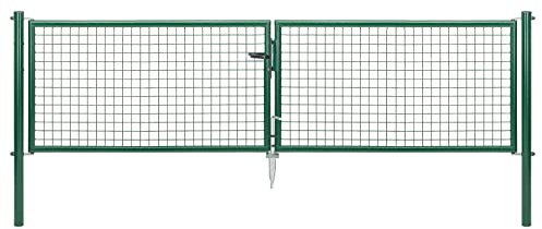 Alberts 602826 Wellengitter-Doppeltor | verschiedene Breiten und Höhen | verzinkt grün | Pfosten 60 mm | Höhe 75 cm | Breite 300 cm