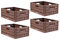 Bestlivings Lot de 4 boîtes pliables robustes design en bois 40 x 30 x 16,3 cm (L x l x h) - Panier à provisions empilable et pliable - 16 l - Caisse pliante robuste - Caisse à légumes et fruits