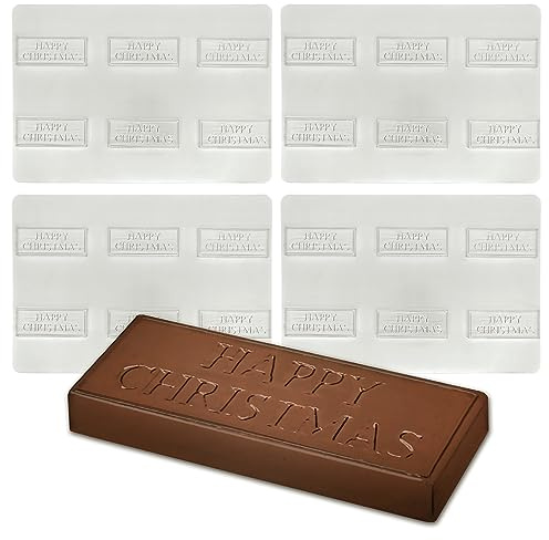 Christmas Chocolate Bar Moulds - 16g - Packs of 6 or 24 - Happy Christmas Chocolate Gift (24 Moulds)