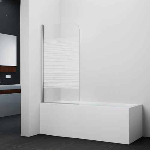 Marwell Pulse 1 - Mampara plegable para bañera (80 x 140 cm, cristal de seguridad de 6 mm, perfil de aluminio)