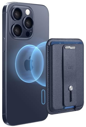 ESR Magnetisches Wallet, 3-Kartenhalter, Veganes Leder, für sicheren Halt an der Fingerschlaufe, für iPhone 17/15/14/13/12-Serie, für Google Pixel 10/Pro/Pro XL, Nicht für 13/12 Mini, Dunkelblau
