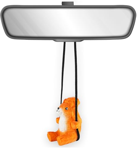 VIPbuy Décoration de voiture en bois 100 % faite à la main en forme d'écureuil – Jolie figurine en bois sculptée à la main peinte à la main pour miroir de voiture Accessoires de décoration Cadeaux