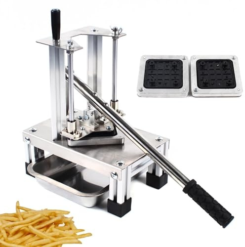 Primal Internet GmbH Profi Pommesschneider Edelstahl Gastro 100 kg/Stunde | Kartoffelschneider Maschine 7, 10 & 14 mm Klingen | Multi-Gemüseschneider
