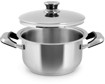 Inoxpran Casseruola Classic in Acciaio Inox, 2 Manici, 18x10cm, Con Coperchio
